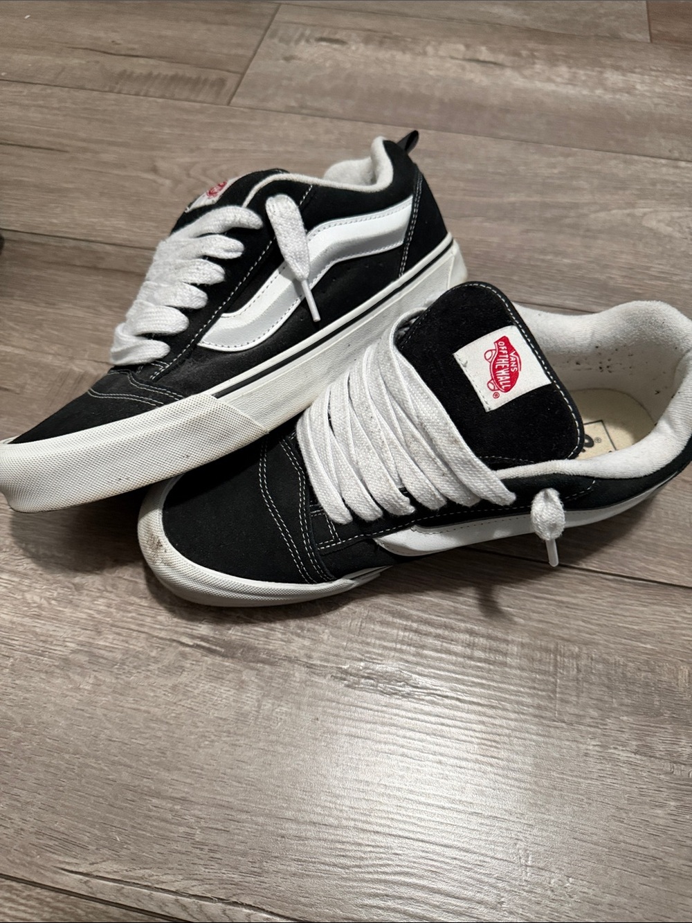 Vans Black and White Low-Top Skate Shoes